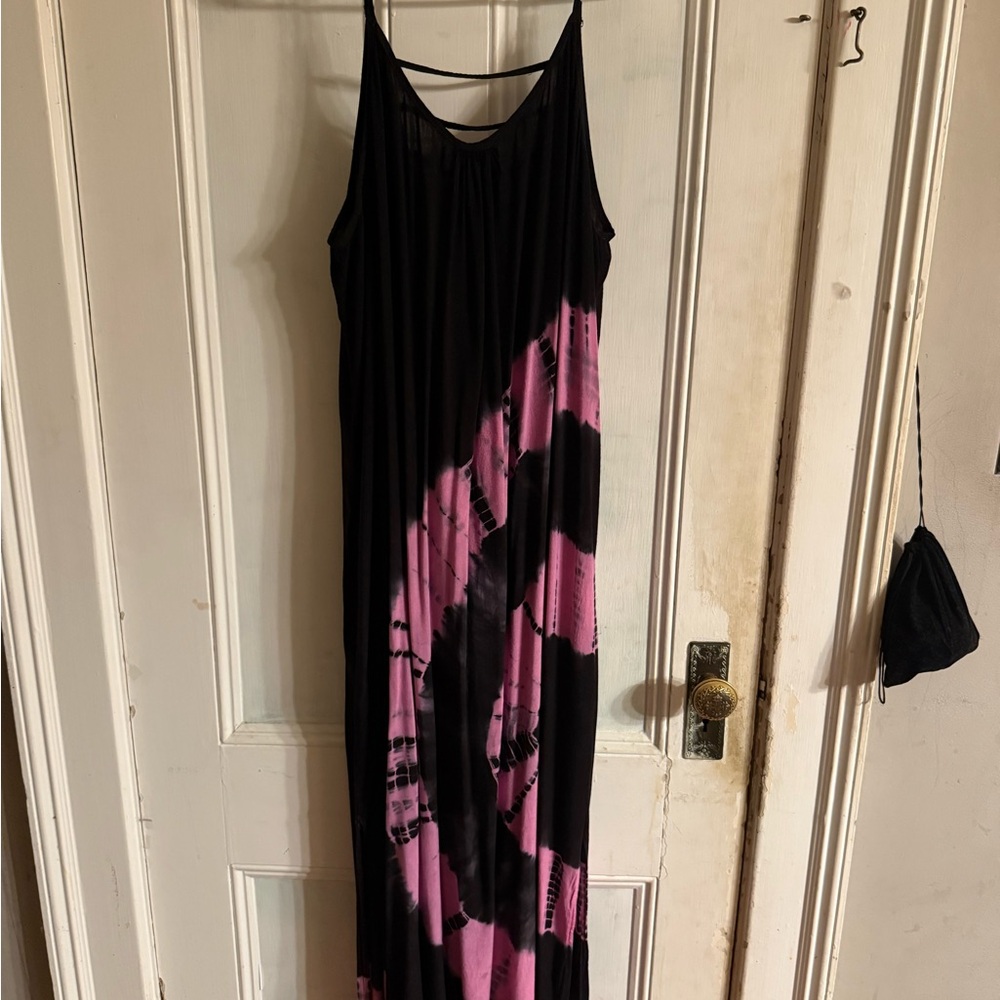 Black and Pink Maxi Dress